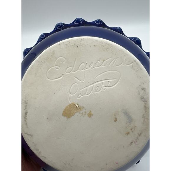 Edgecomb Potters Maine Crystalline Blue Fluted Edge Studio Pottery 7.5” Bowl - Picture 10 of 10